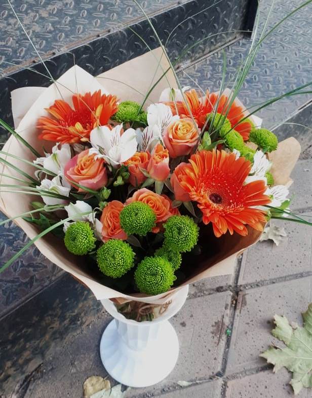 Букет цветов из: Герберы, Хризантемы, Альстромерии и Розы в Козловке