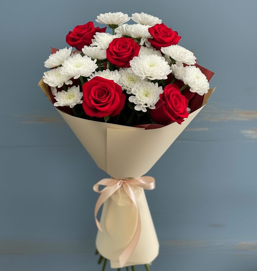 Букет цветов из: Розы и Хризантемы в Козловке