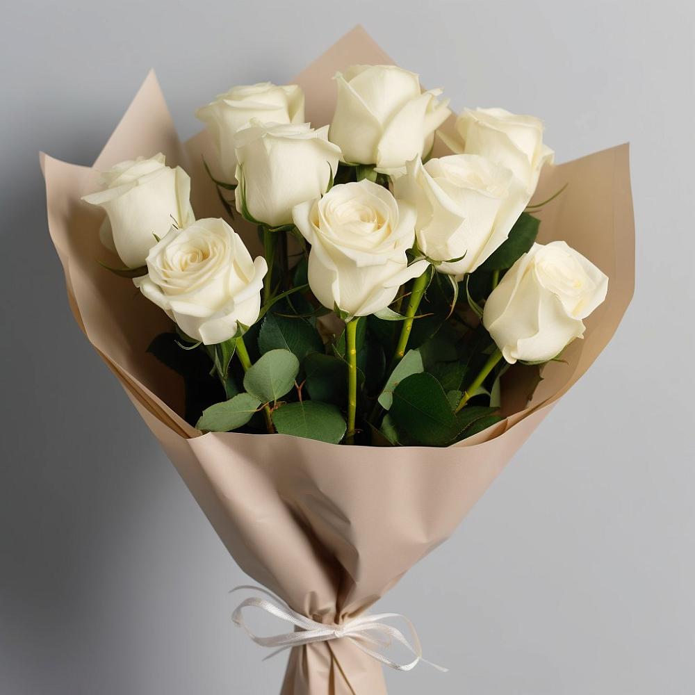 Букет 9 Белых роз Эдлесс Лав в Козловке