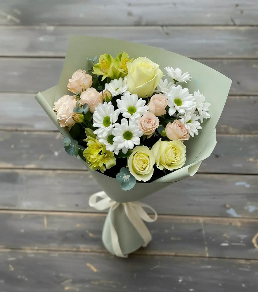 Букет цветов из: Альстромерии, Розы и Хризантемы в Козловке