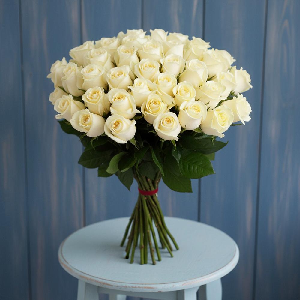 Букет 51 Белая роза Эдлесс Лав в Козловке