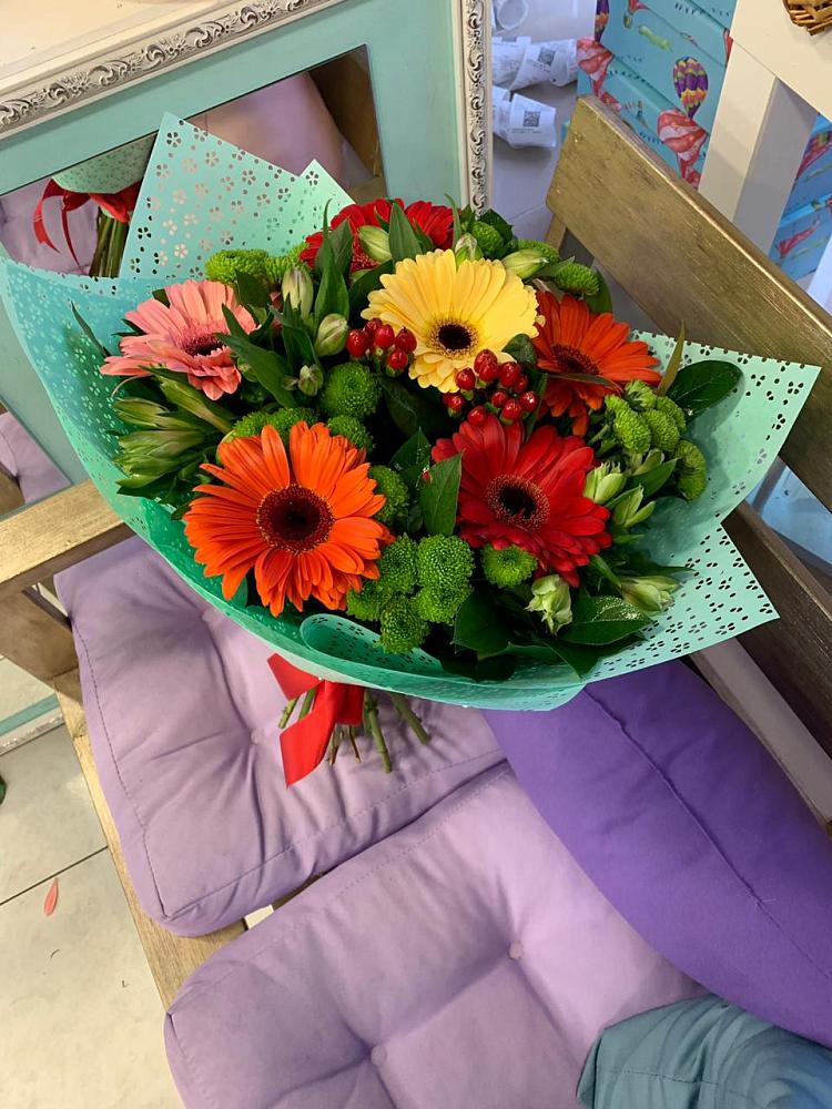 Букет цветов из: Герберы, Хризантемы и Альстромерии в Козловке