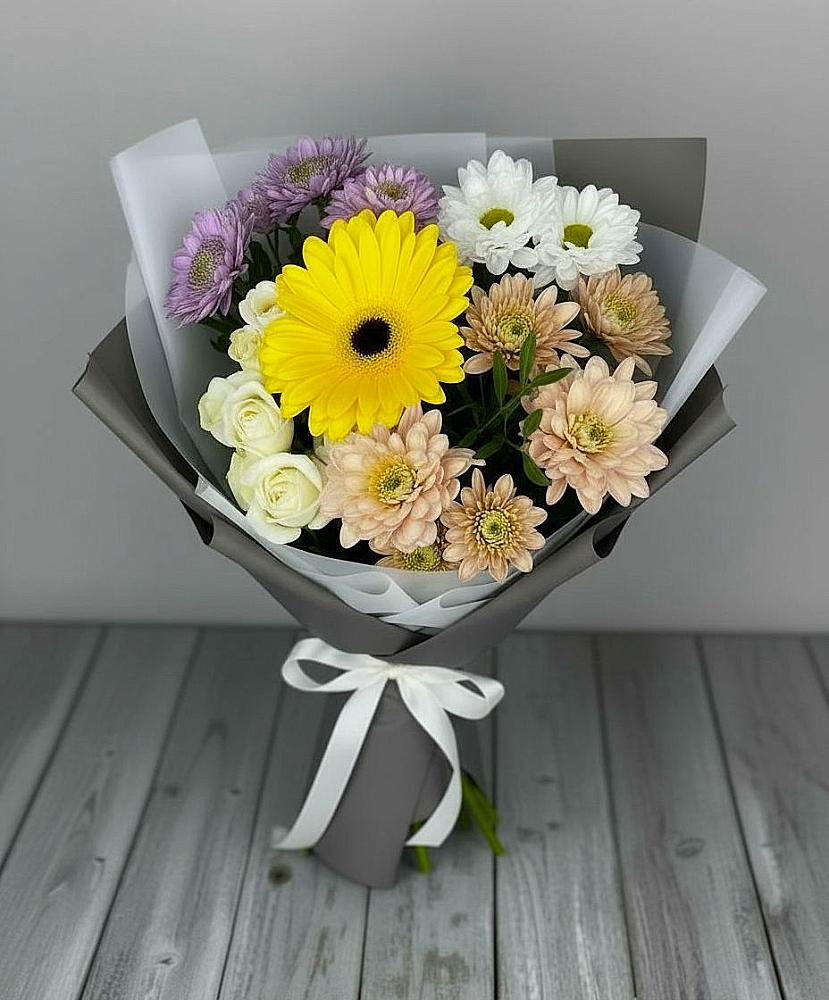Букет цветов из: Розы, Герберы и Хризантемы в Козловке