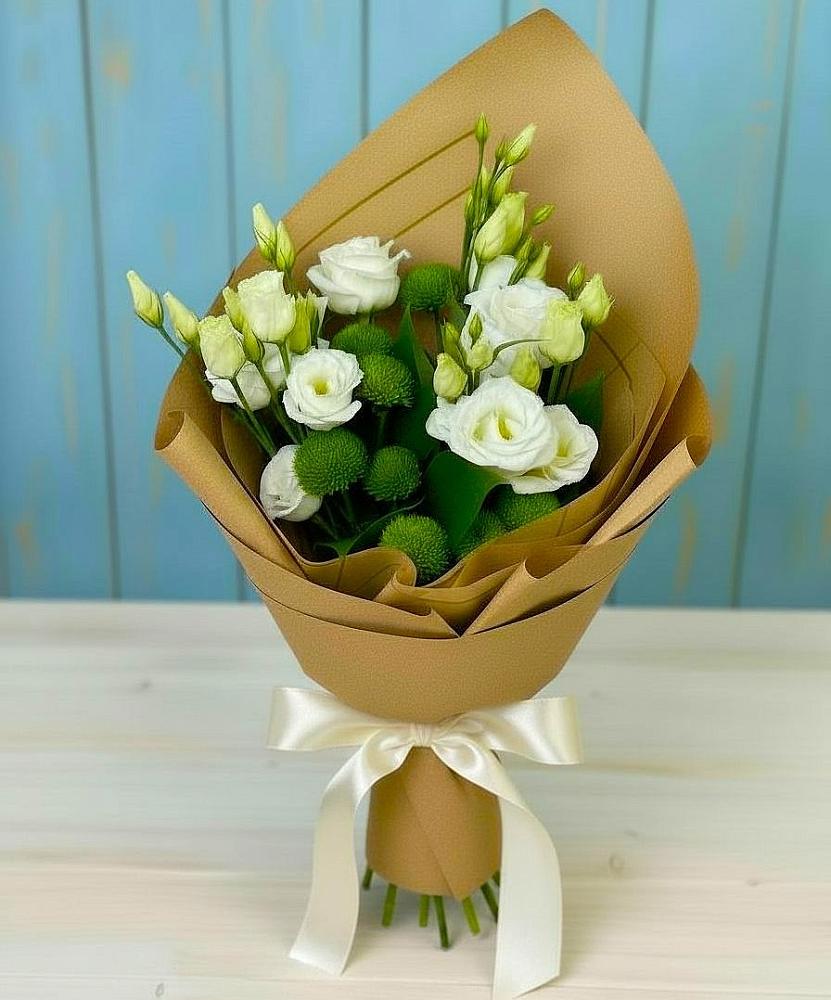 Букет цветов из: Хризантемы и Лизиантусы в Козловке