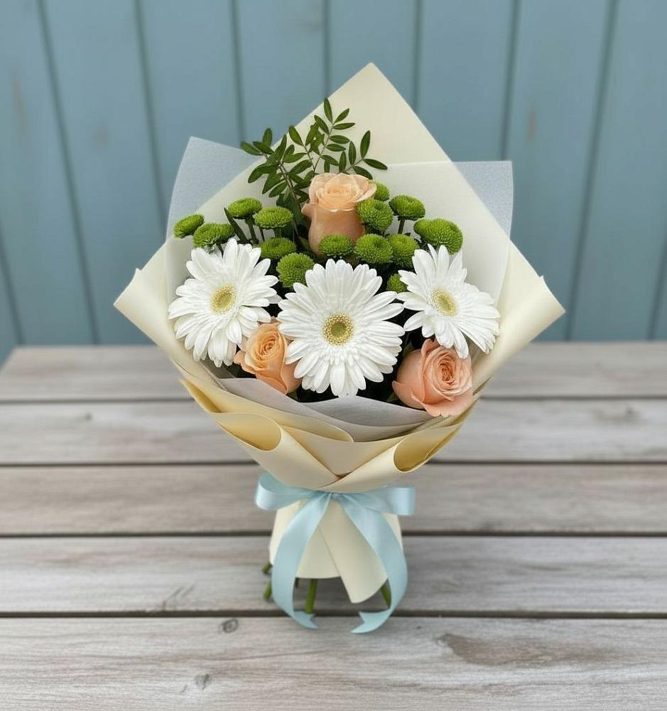 Букет цветов из: Герберы, Розы и Хризантемы в Козловке