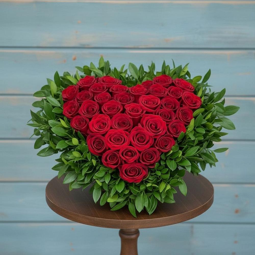 Цветочная композиция из Розы в виде сердца в Козловке