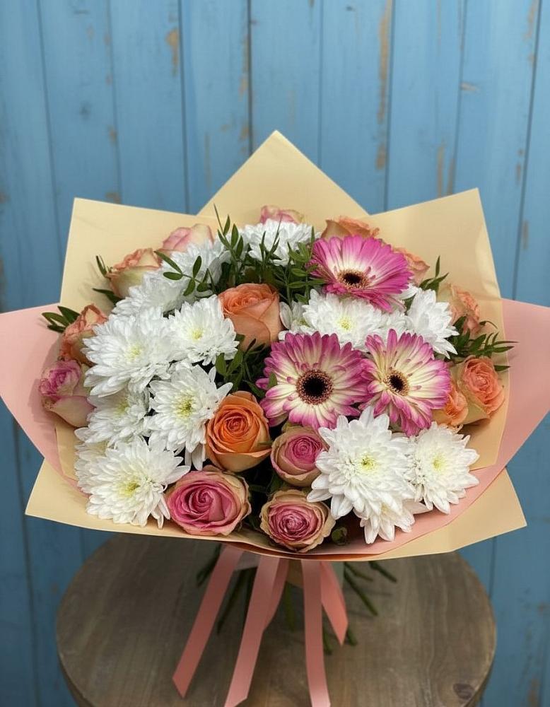 Букет цветов из: Розы, Герберы и Хризантемы в Козловке