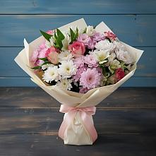 Букет цветов из:  Хризантемы, Альстромерии и Розы в Козловке