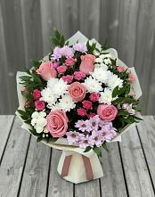 Букет цветов из:  Альстромерии, Гвоздики, Розы и Хризантемы в Козловке