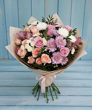 Букет цветов из:  Хризантемы, Розы и Альстромерии #REPLACE_PRED# Козловке