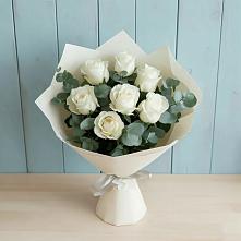 Букет Белые розы в Эвкалипте #REPLACE_PRED# Козловке