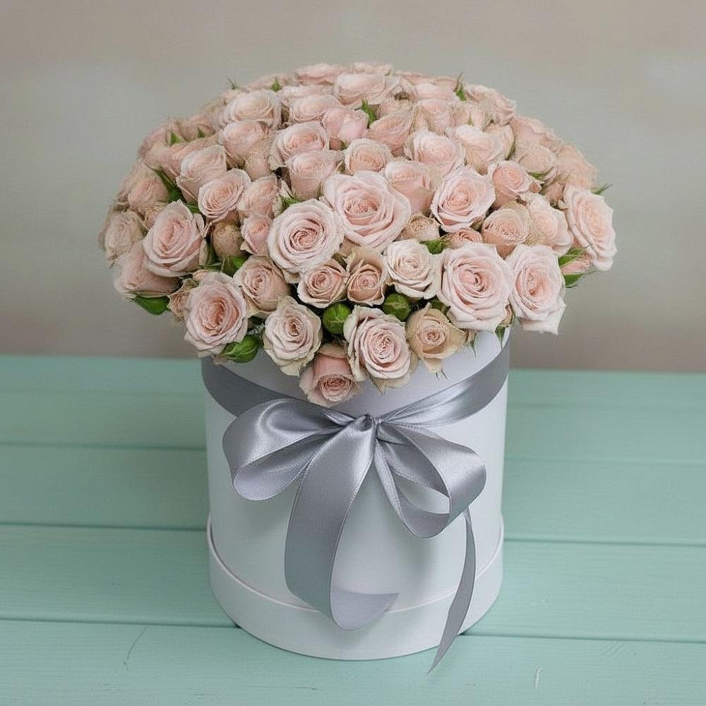 Цветочная композиция из Розы в шляпной коробке в Козловке